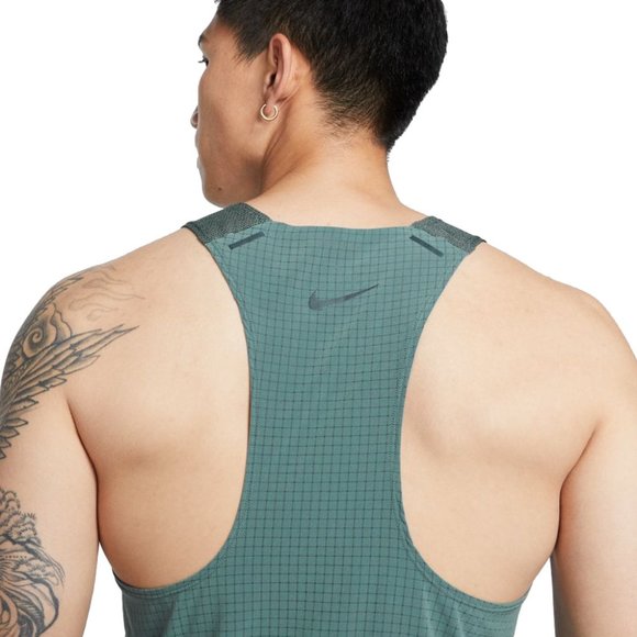 Nike Run Division Pinnacle Men's Running Gym Tank Top Vest Green Hasta Large - Picture 7 of 12